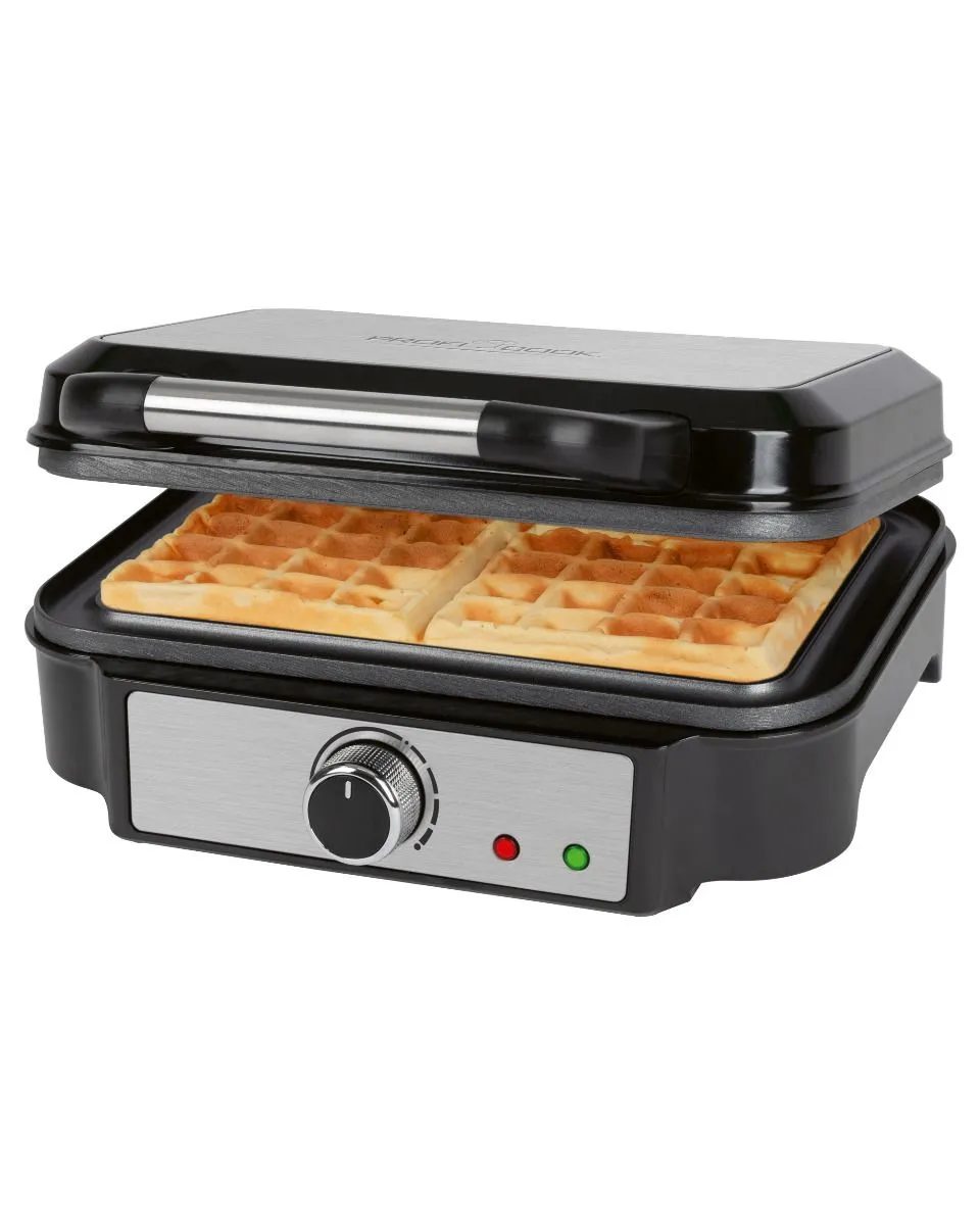 ProfiCook PC-WA 1240 V&aring;ffelj&auml;rn, 2 fyrkantiga v&aring;fflor, 1000 Watt, svart, rostfritt st&aring;l