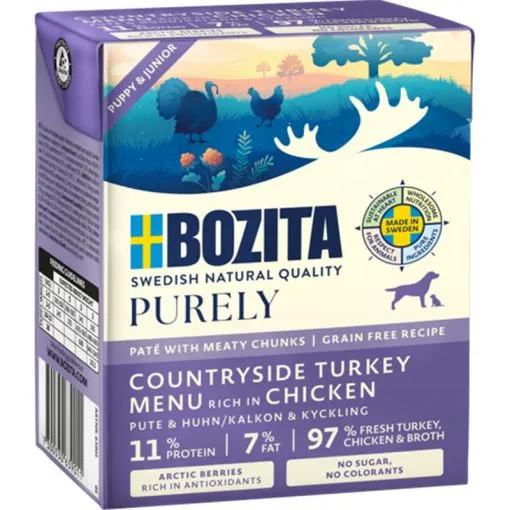 Bozita Purely Pat&eacute; Puppy & Junior Turkey & Chicken, Wet food for dogs, Grain Free, 370g