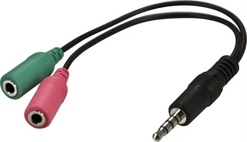 Deltaco  3,5mm – 2 x 3.5mm - adapter, Svart