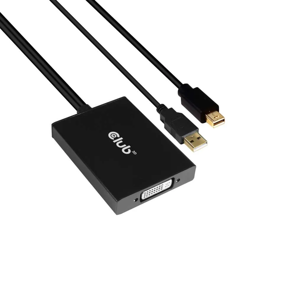 Club 3D  MiniDP/USB-A &ndash; DVI-D -adapteri, Musta
