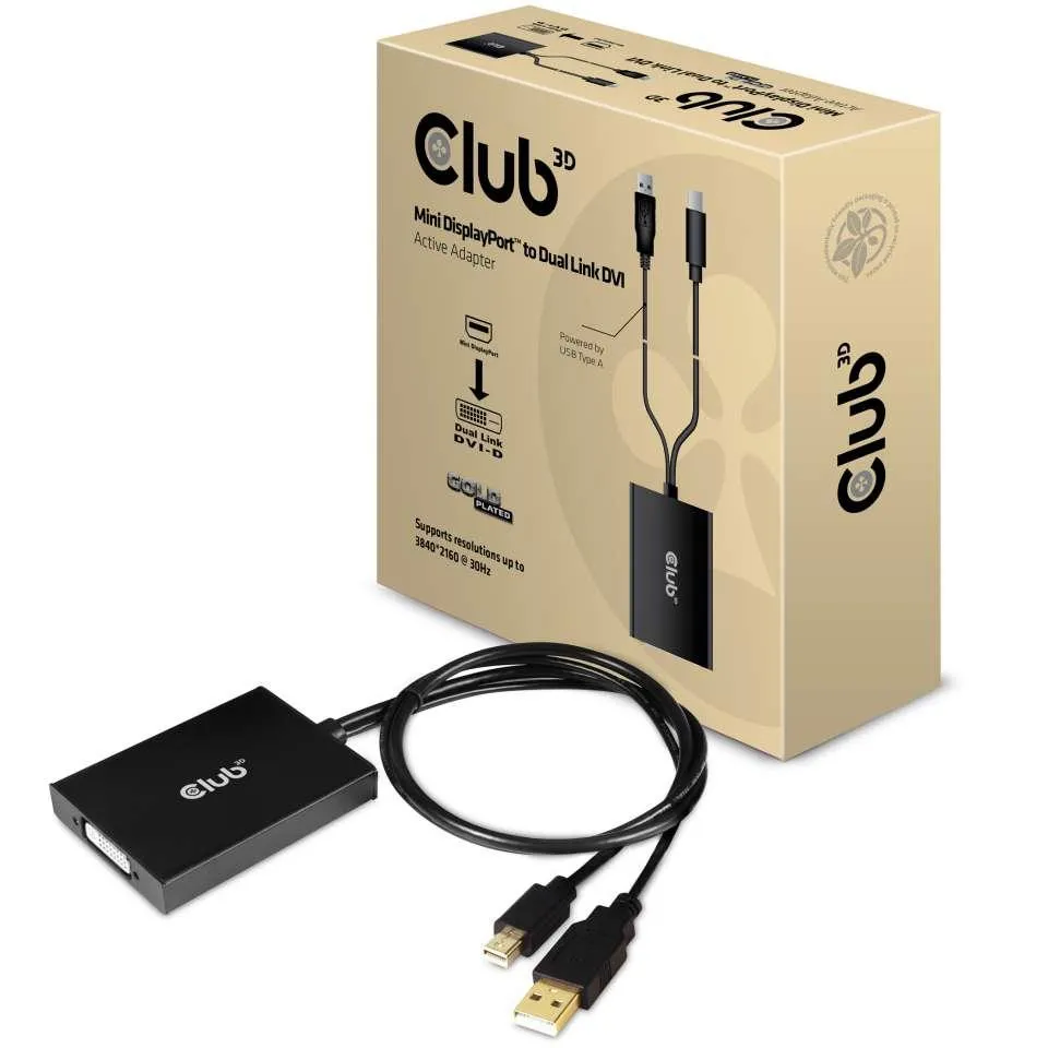 Club 3D  MiniDP/USB-A &ndash; DVI-D -adapteri, Musta
