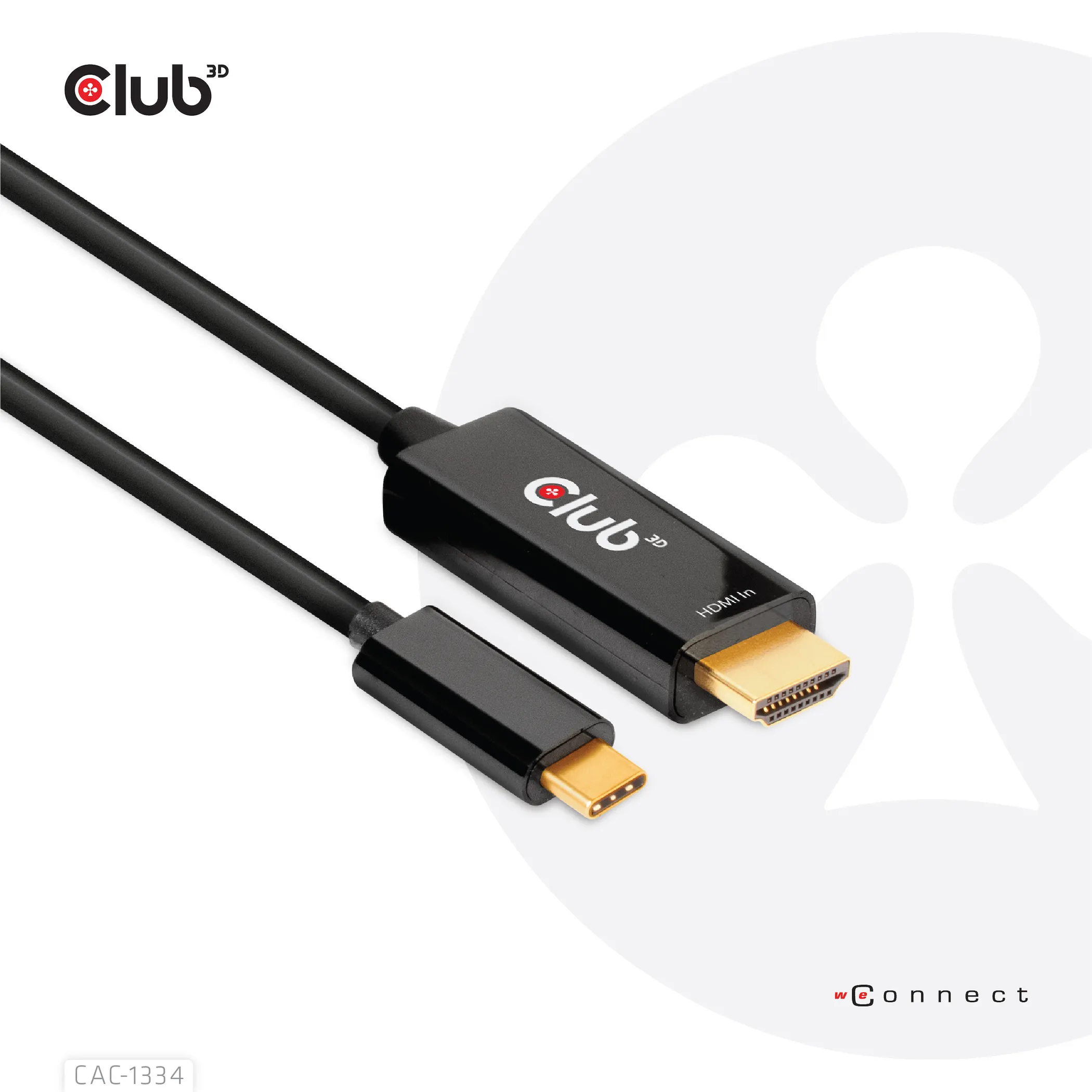 Club 3D 2.0 HDMI - USB-C active - cable, Black, 1.8m
