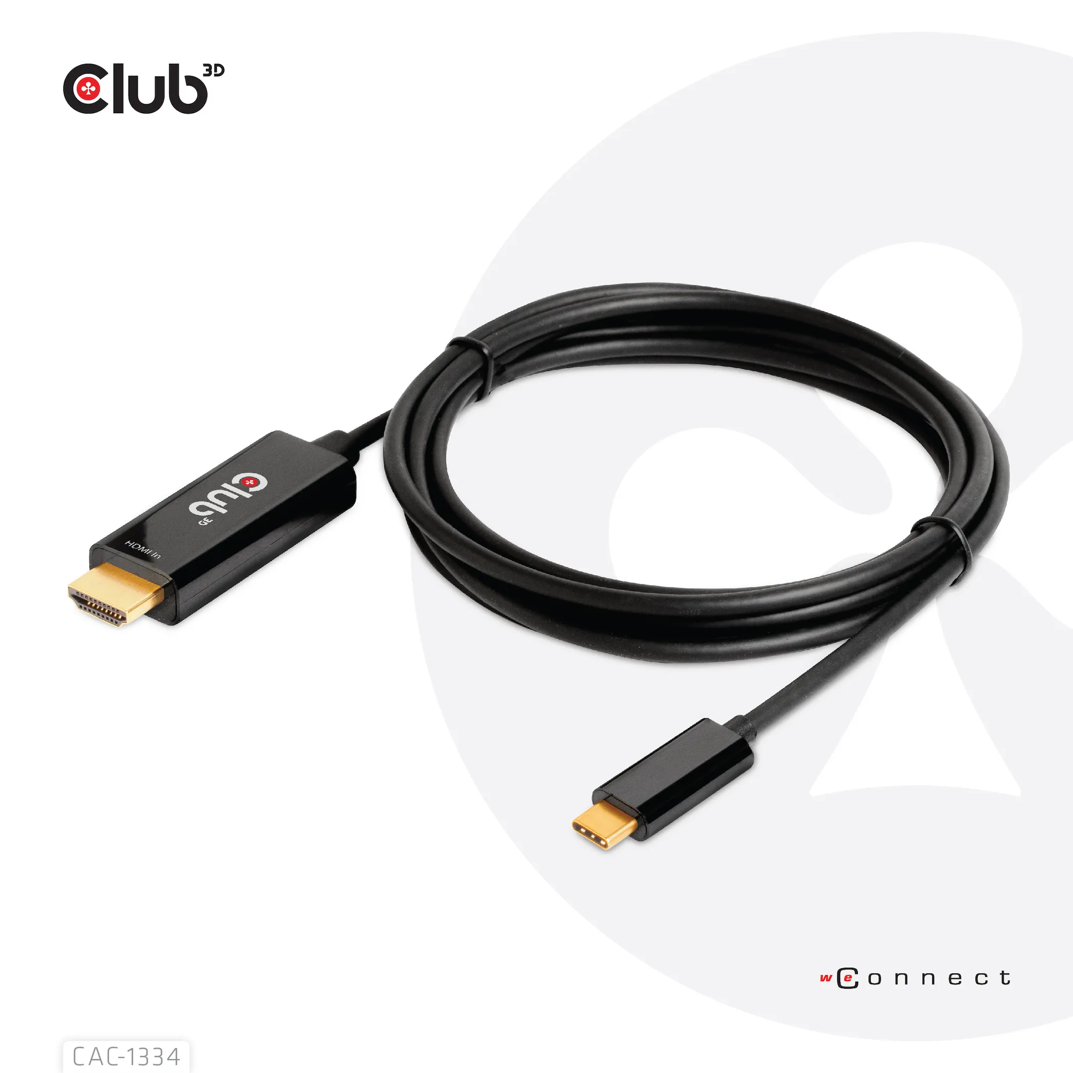 Club 3D 2.0 HDMI - USB-C active - cable, Black, 1.8m