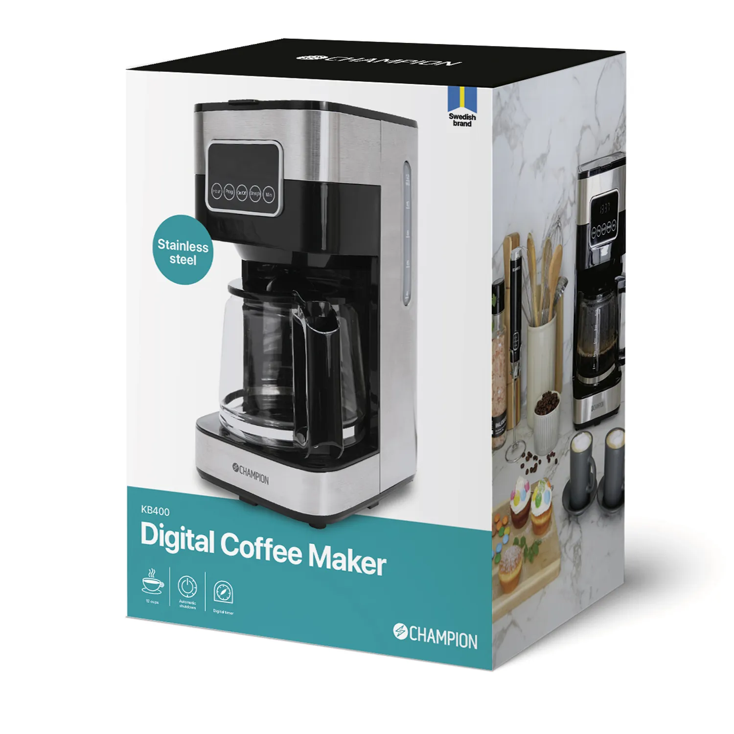 Champion Digital - coffee maker, 12 cups, stainless