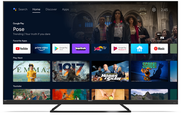 Sharp 65&quot; UHD Quantum Dot, Black Frameless Android smart TV