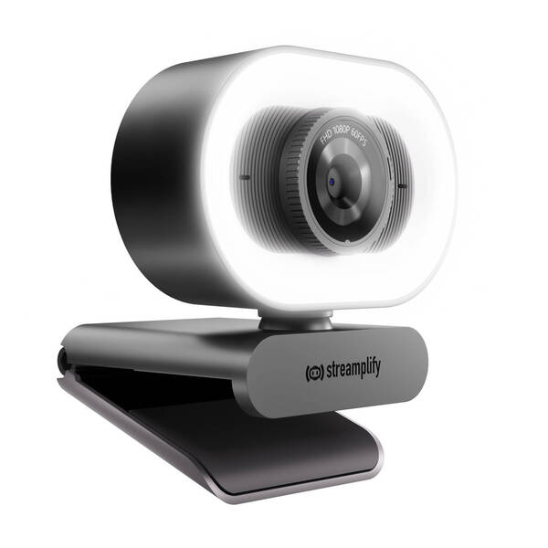 Streamplify CAM Plus + Ring Light, FullHD, 60FPS -web-kamera, Musta