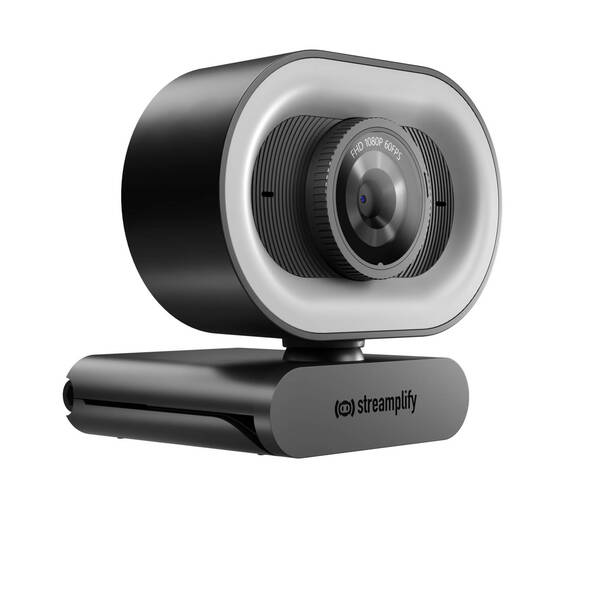 Streamplify CAM Plus + Ring Light, FullHD, 60FPS -web-kamera, Musta