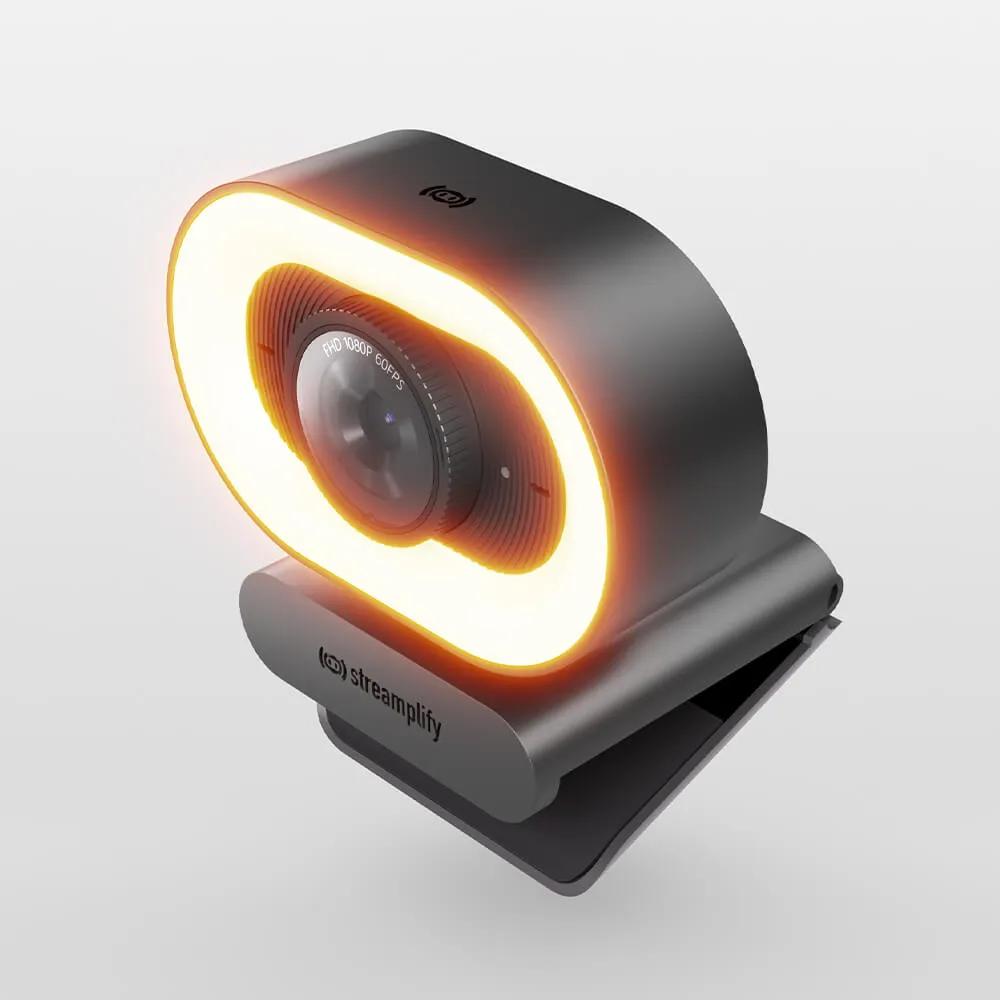 Streamplify CAM Plus Full HD 1080p, 60fps Webcam with Ring Light, Black