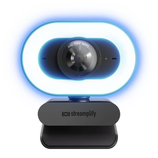 Streamplify CAM Plus + Ring Light, FullHD, 60FPS -web-kamera, Musta