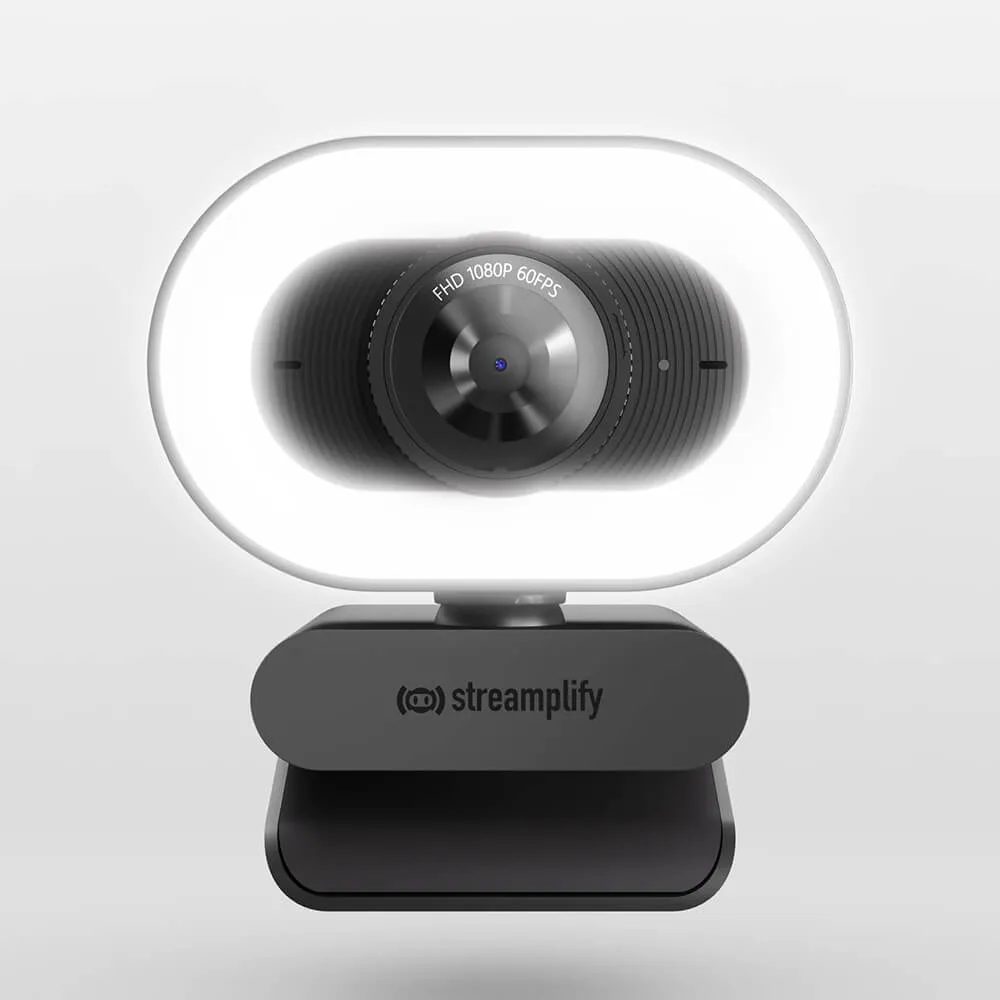 Streamplify CAM Plus Full HD 1080p, 60fps Webcam with Ring Light, Black