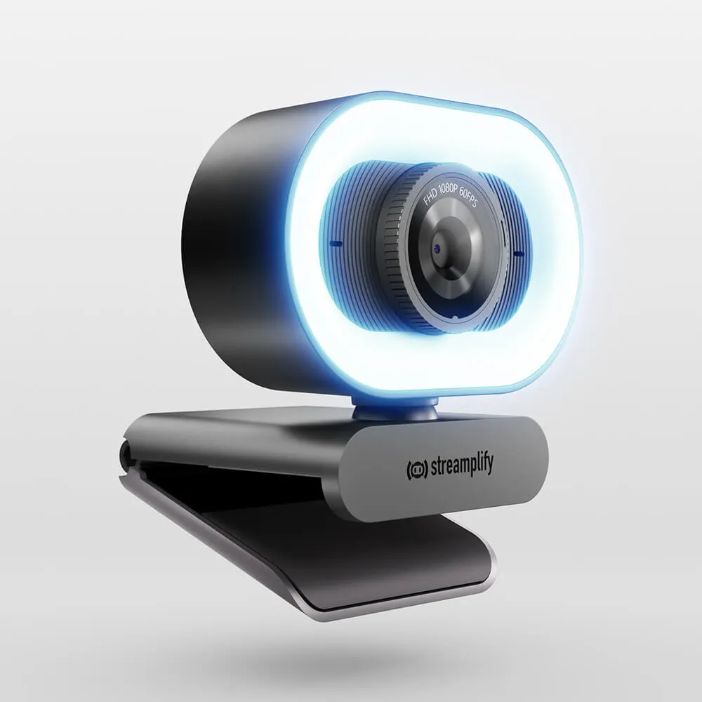 Streamplify CAM Plus Full HD 1080p, 60fps Webcam with Ring Light, Black