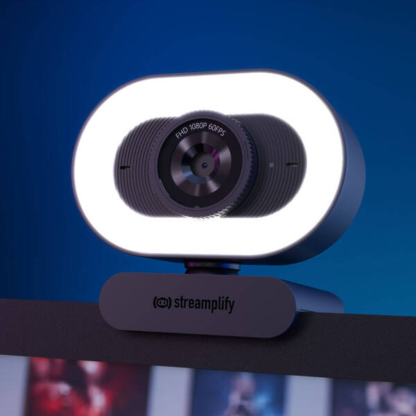 Streamplify CAM Plus + Ring Light, FullHD, 60FPS -web-kamera, Musta