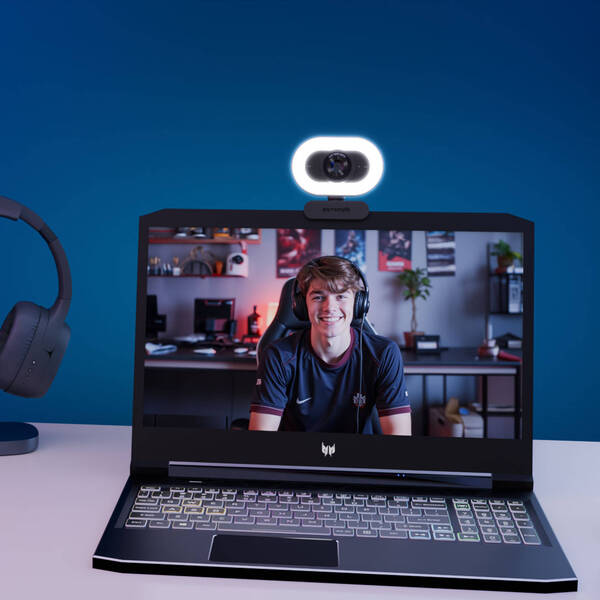 Streamplify CAM Plus + Ring Light, FullHD, 60FPS -web-kamera, Musta