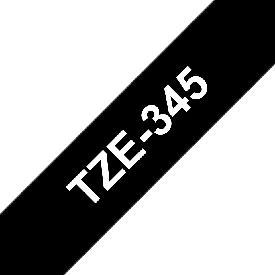 BROTHER TZE345 18 WHITE ON BLACK