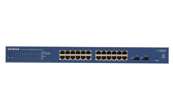 NETGEAR ProSAFE GS724T 24-Port Gigabit Smart Managed Switch - Kytkin - L3 Lite - Hallinnoitu - 24 x 10/100/1000 + 2 x Gigabit SFP - ty&ouml;p&ouml;yt&auml;, r&auml;kkiin asennettav