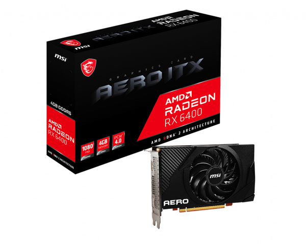 MSI Radeon RX 6400 Aero ITX 4 Gt -n&auml;yt&ouml;nohjain