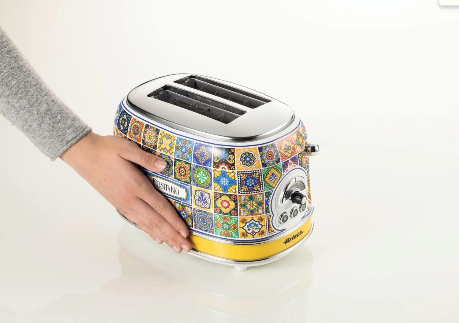 Ariete Positano 0155PO -leiv&auml;npaahdin, 2 viipaletta, 810 W, sininen/keltainen