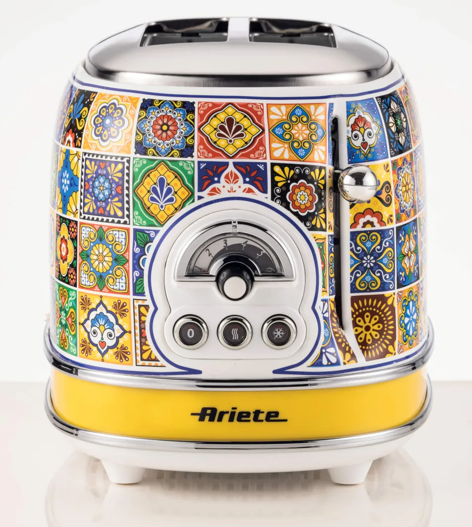 Ariete Positano 0155PO -leiv&auml;npaahdin, 2 viipaletta, 810 W, sininen/keltainen
