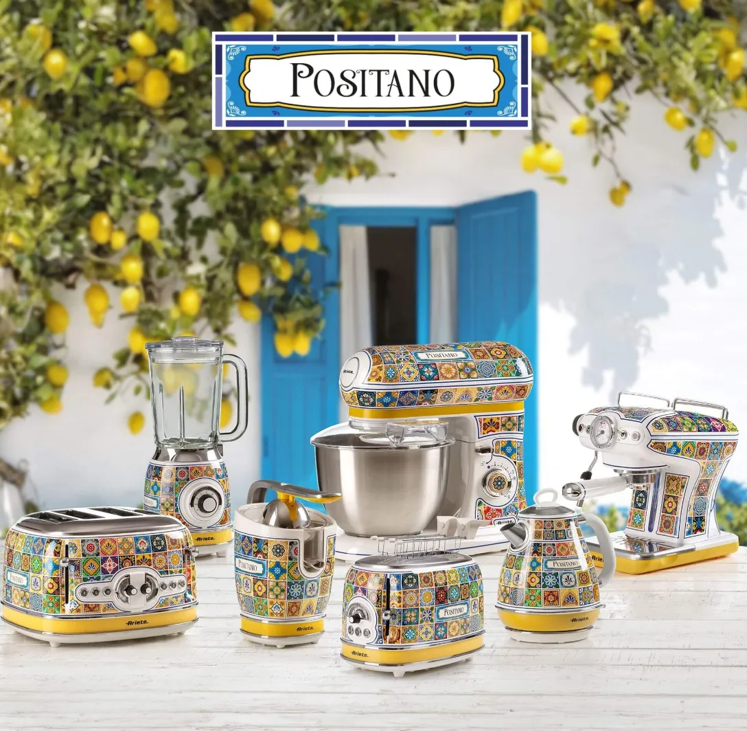 Ariete Positano 0155PO -leiv&auml;npaahdin, 2 viipaletta, 810 W, sininen/keltainen