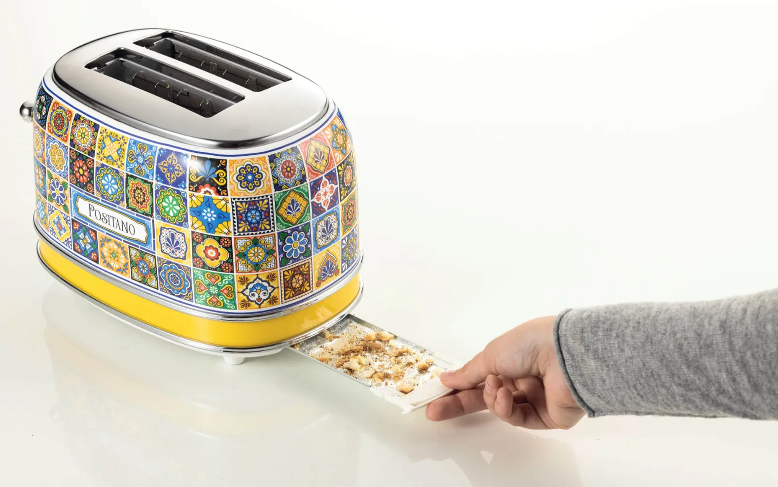 Ariete Positano 0155PO -leiv&auml;npaahdin, 2 viipaletta, 810 W, sininen/keltainen
