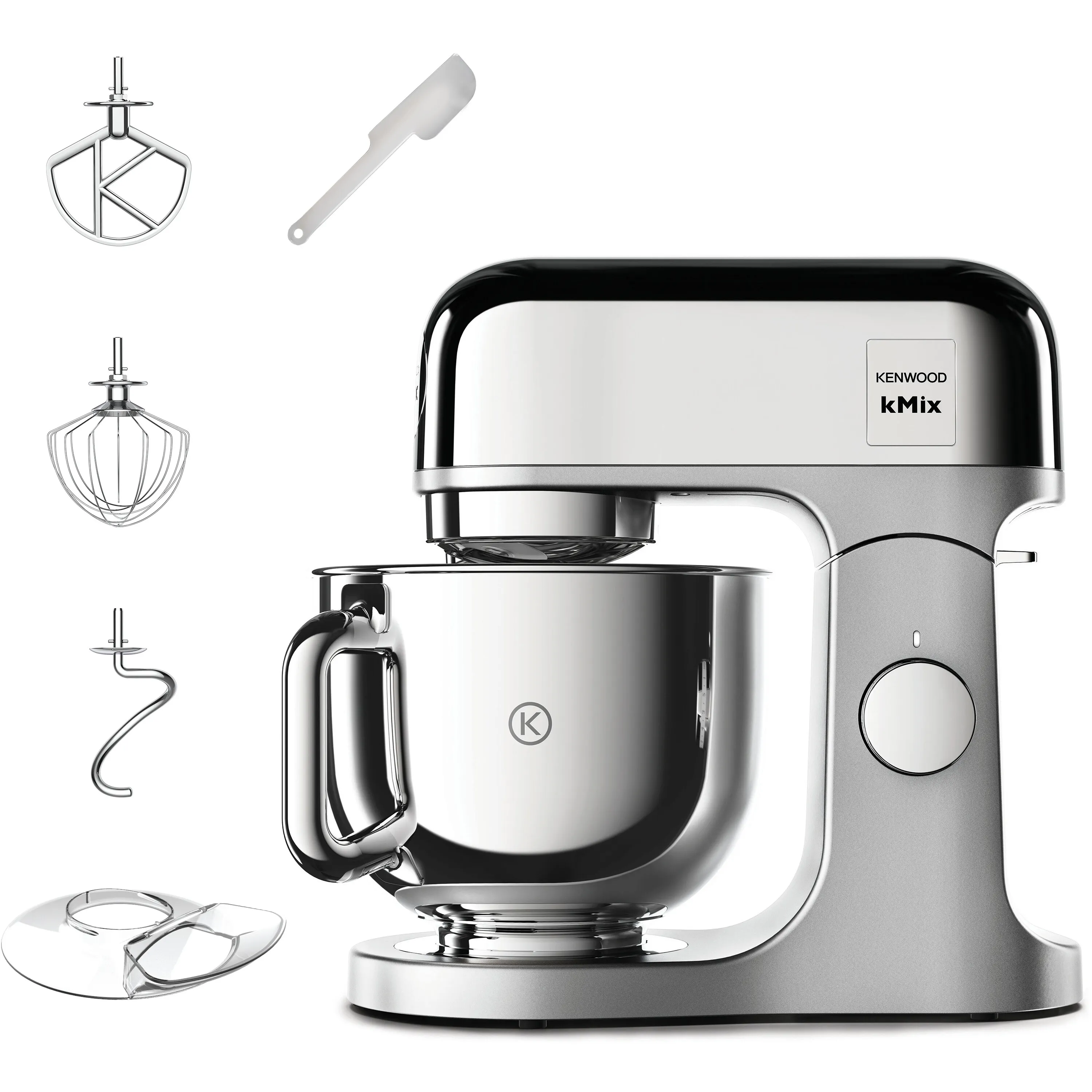 Kenwood kMix K&ouml;ksmaskin, 1000 W, 5 L, Krom, Gr&aring;