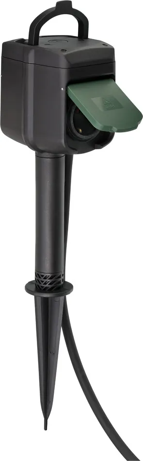 Brennenstuhl Connect WIFI Garden Socket with Earth Spike and Mounting, green/black