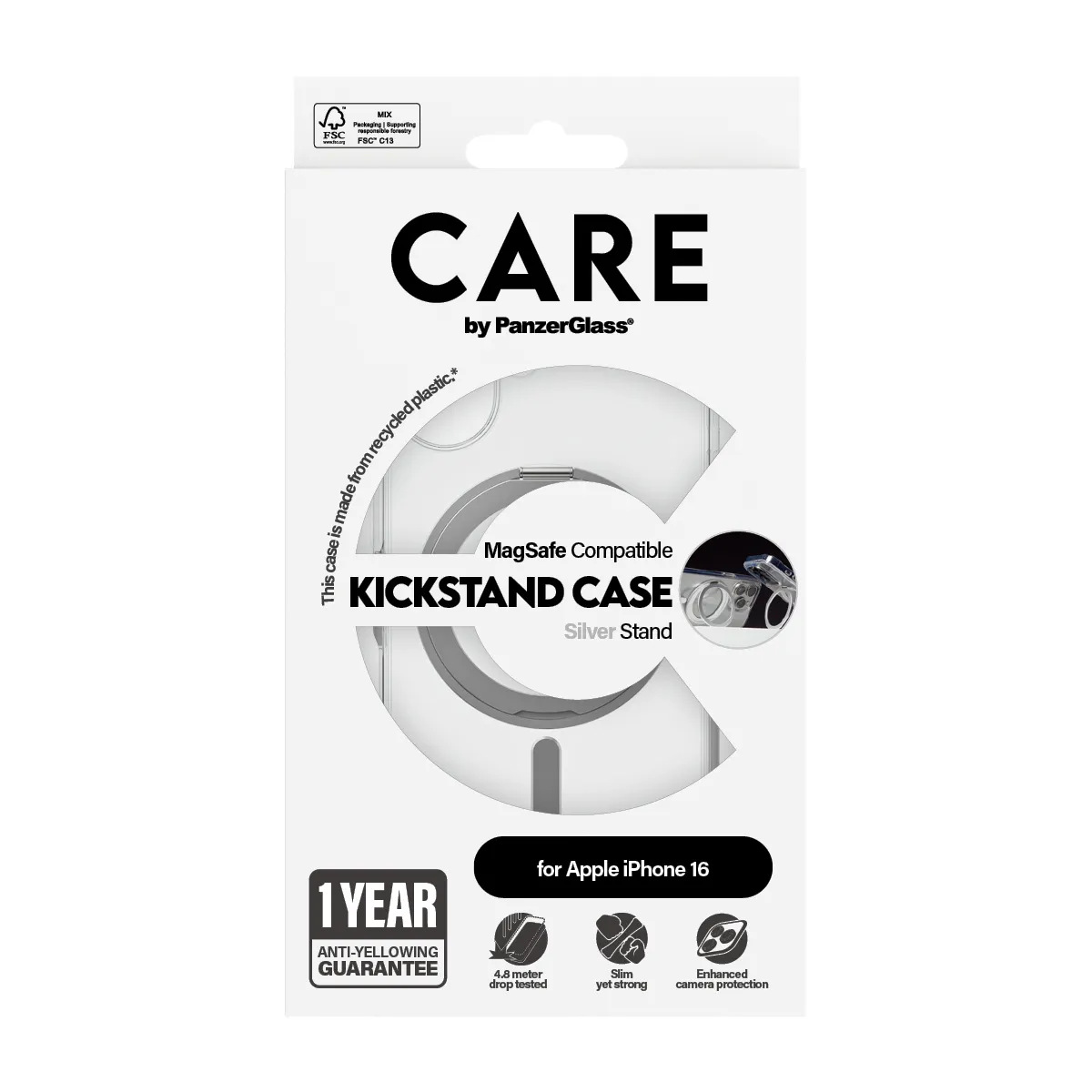 Care by PanzerGlass iPhone 16 MagSafe Kickstand skal Silver
