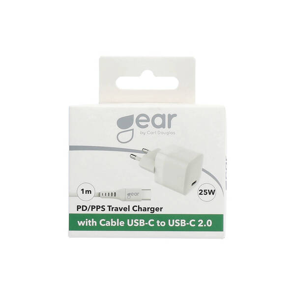 GEAR Charger 220V 1xUSB-C PD/PPS 25W, Cable USB-C-USB-C 1m