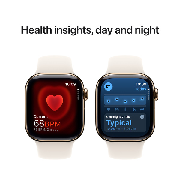 APPLE Watch Series 10 GPS + Cellular 42mm Gold Titanium Case with Starlight Sport Band - S/M
