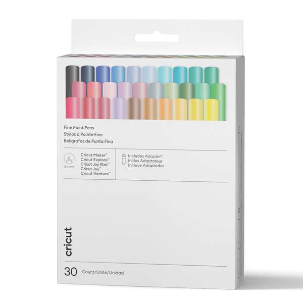 Cricut&reg; Omni Fine Point Pens 0.4 mm, Ultimate Sampler (30 ct) + Adapter