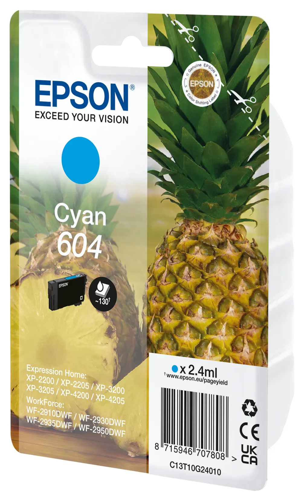 Epson 604 ink cartridge, 2.4 ml, Cyan