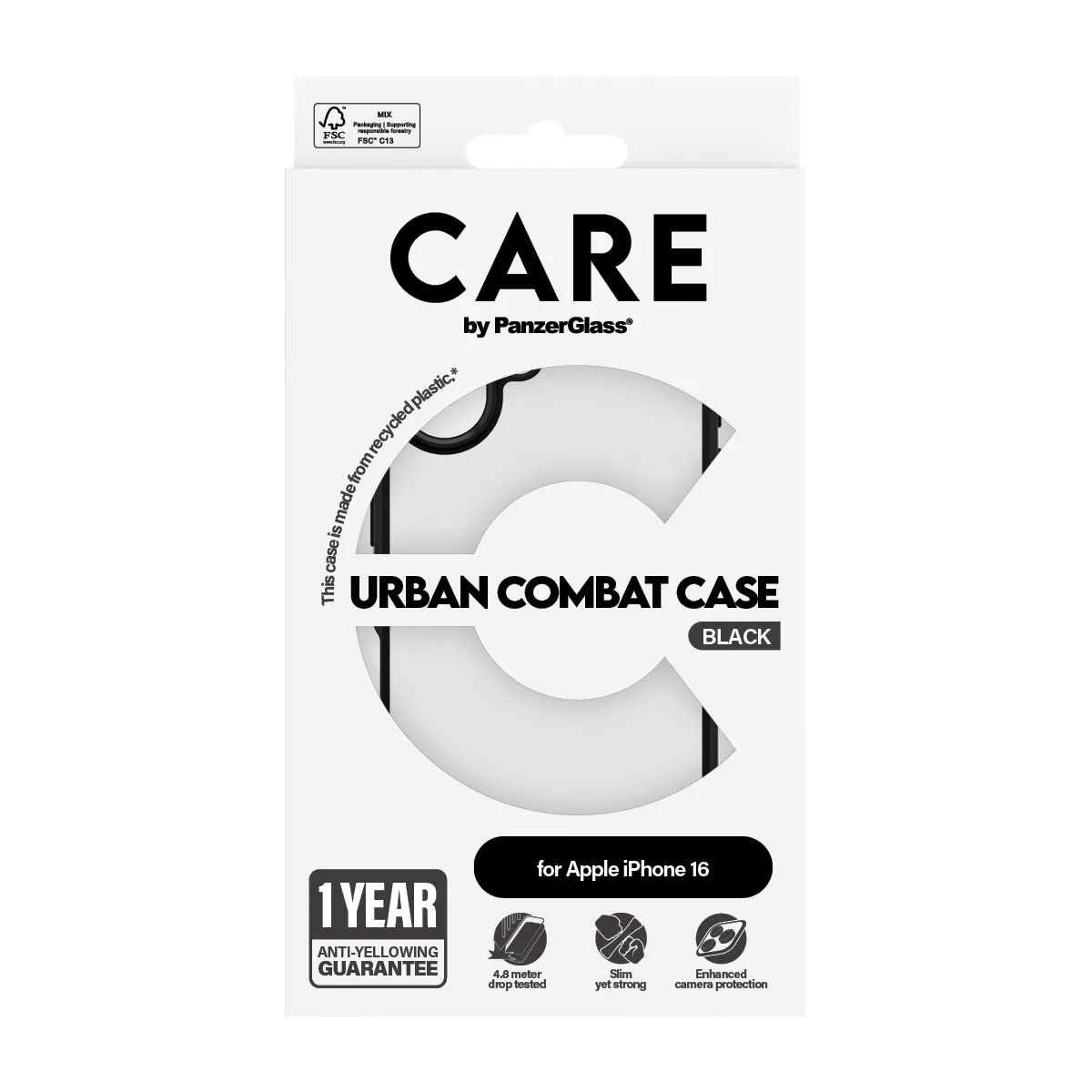 Care by PanzerGlass iPhone 16 Urban Combat skal, Svart