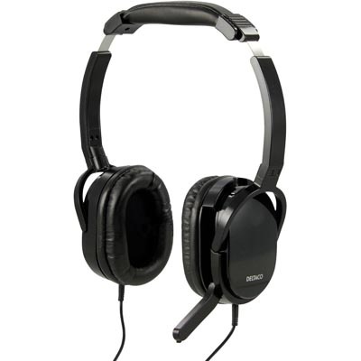 DELTACO headset &auml;lypuhelimelle, suljettu, 32 Ohm, &auml;&auml;nens&auml;&auml;t&ouml; musta
