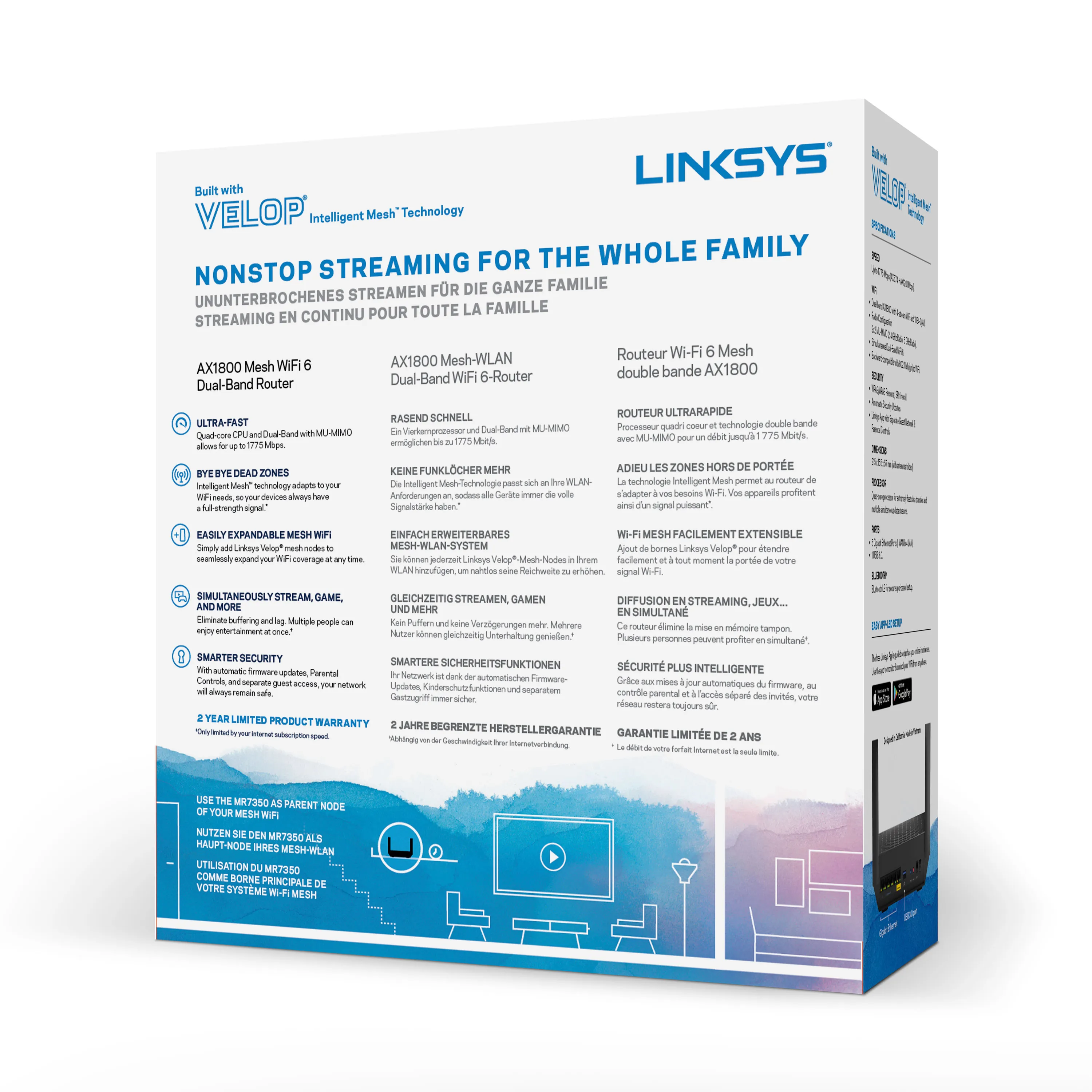 Linksys MR7350, AX1800, Dual-Band - Wi-Fi 6 router