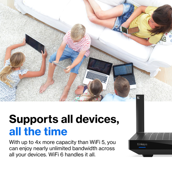 Linksys Hydra Pro MR5500 Router, Wi-Fi 6, AX5400, Dual-band, Black