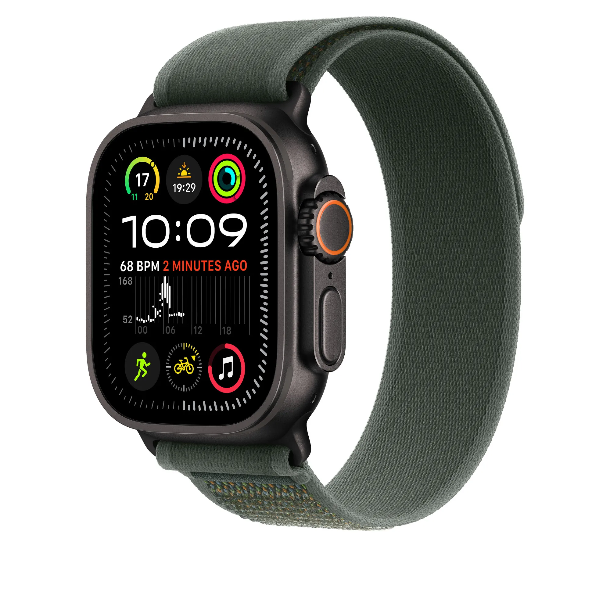 Apple Watch 49mm - Trail Loop, Green / Black Titanium, S/M