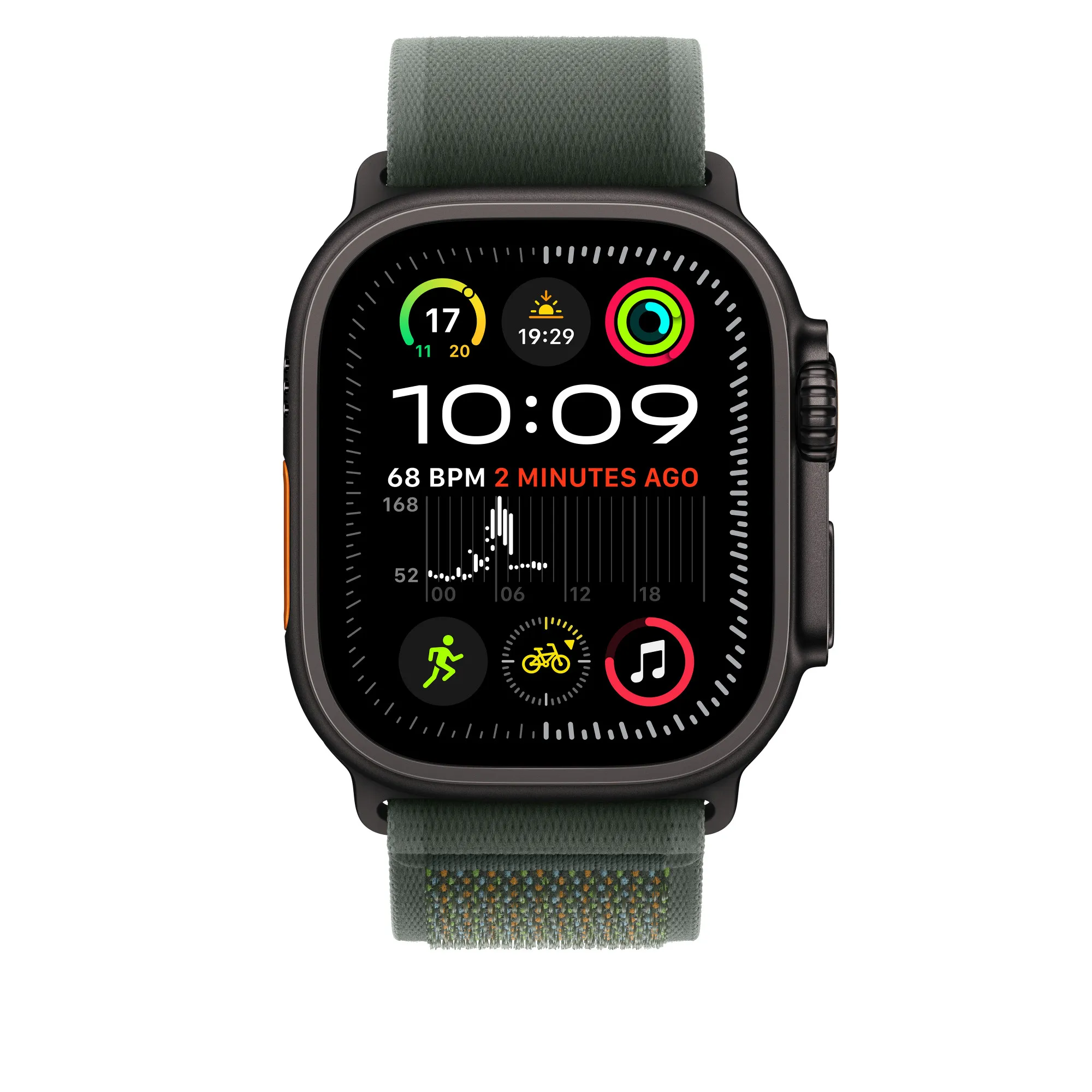 Apple Watch 49mm - Trail Loop, Green / Black Titanium, S/M