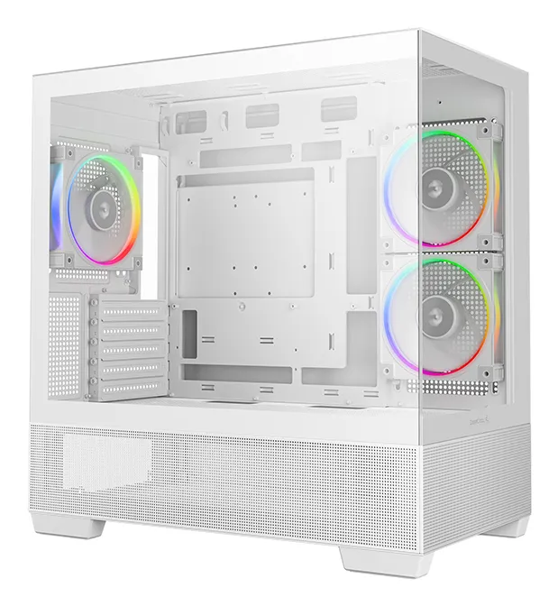 DEEPCOOL CG380 3F midi-tower chassi med f&ouml;nster och RGB-belysning, vit