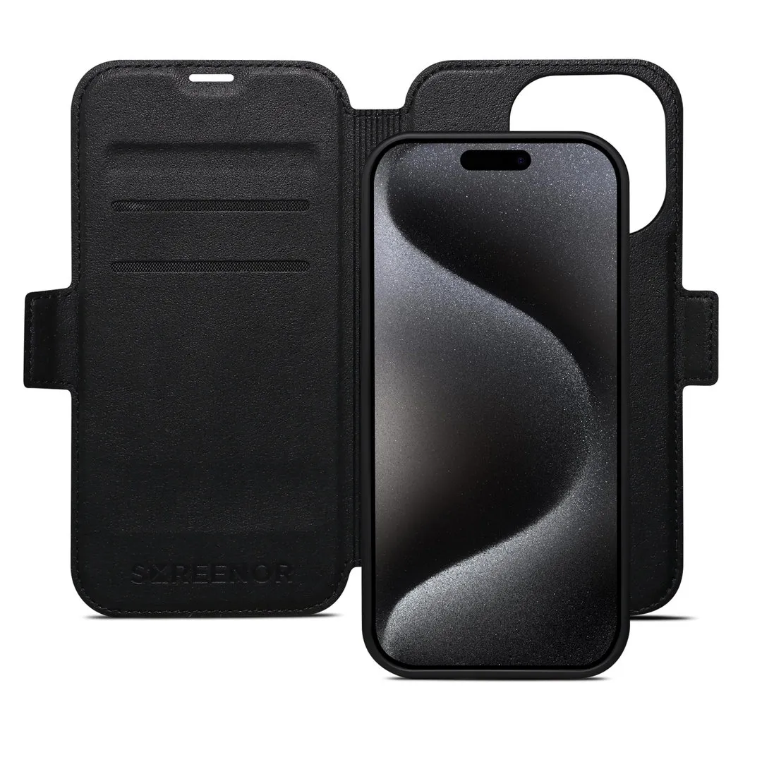 Screenor First 2-in-1 MagSafe Wallet Case, iPhone 16 Pro, Black