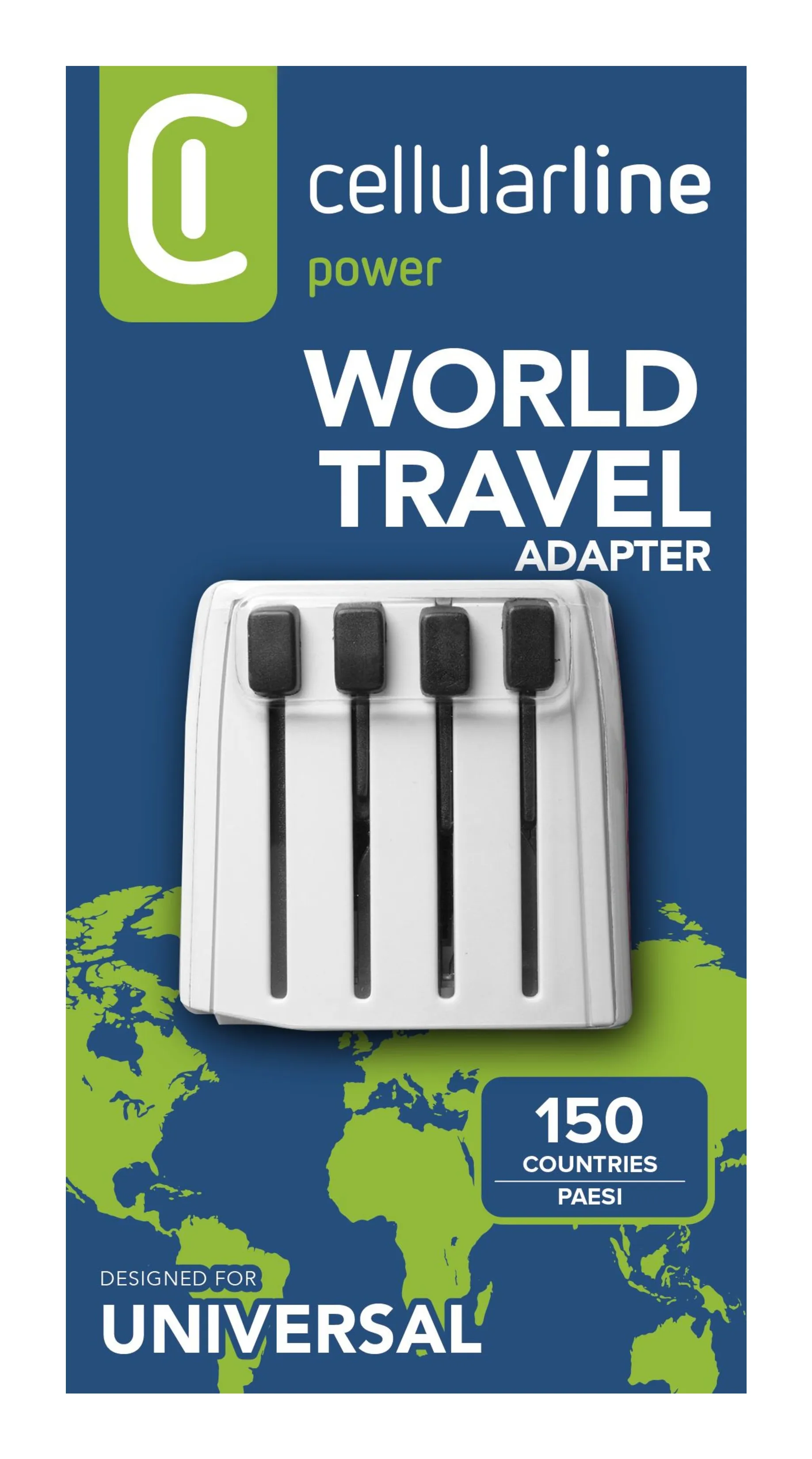 Cellularline World Travel Adapter -maadoitettu matka-adapteri