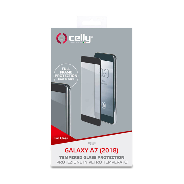 CELLY FULL GLASS GALAXY A7 (2018) BLACK FRAME