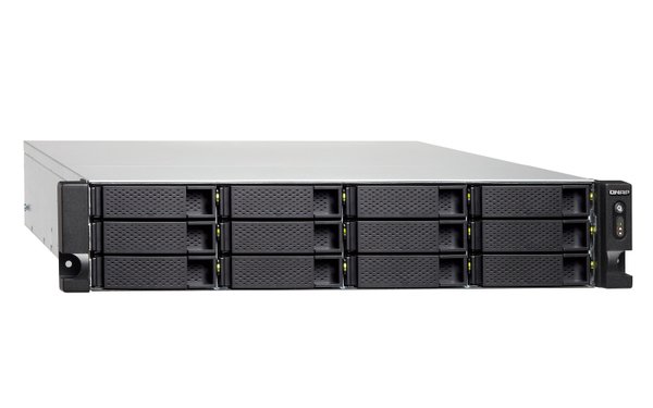 QNAP TS-1273U-RP-16G 12-bay rackmount NAS AMD RX-421ND 4-core 2.1GHz up to 3.4GHz 16GB DDR4 RAM (max 64GB) 2 x M.2 22802260 SATA 6Gb