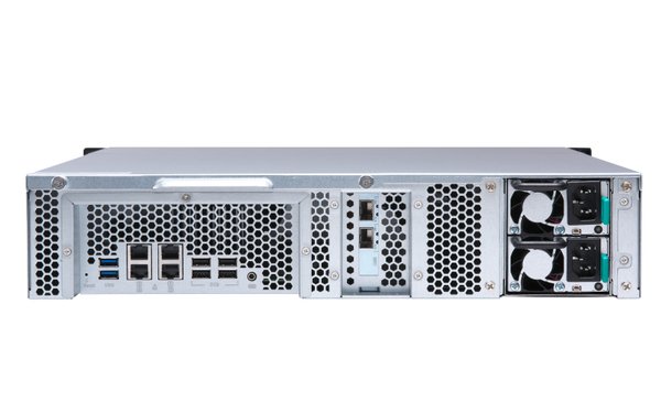 QNAP TS-1273U-RP-16G 12-bay rackmount NAS AMD RX-421ND 4-core 2.1GHz up to 3.4GHz 16GB DDR4 RAM (max 64GB) 2 x M.2 22802260 SATA 6Gb