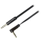 Deltaco 90° Flat 3.5mm – 3.5mm - audio cable, male/male, 1 m, Black