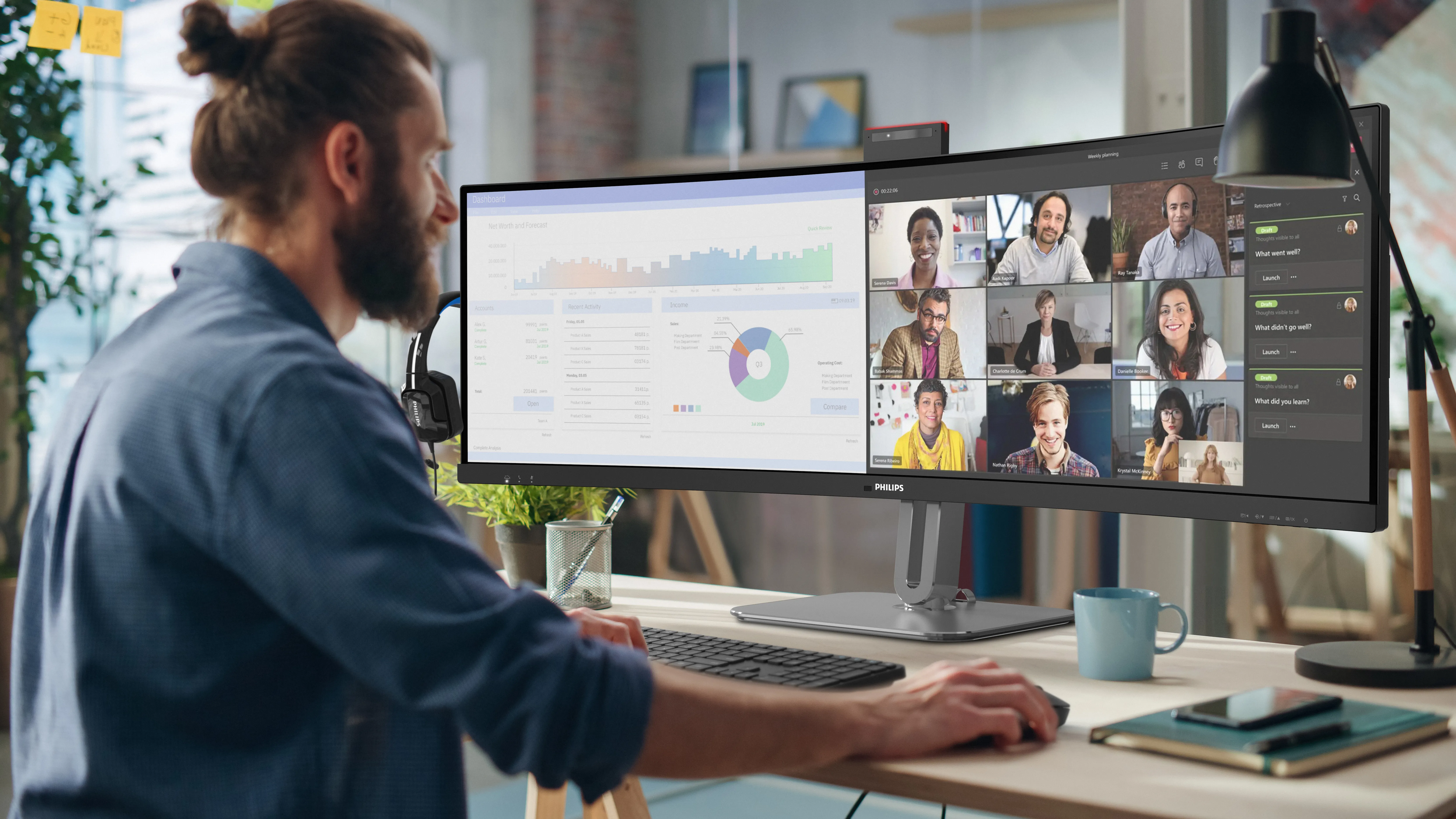 Philips 49B2U6900CH 49&quot; DQHD, USB-C, VA - curved monitor