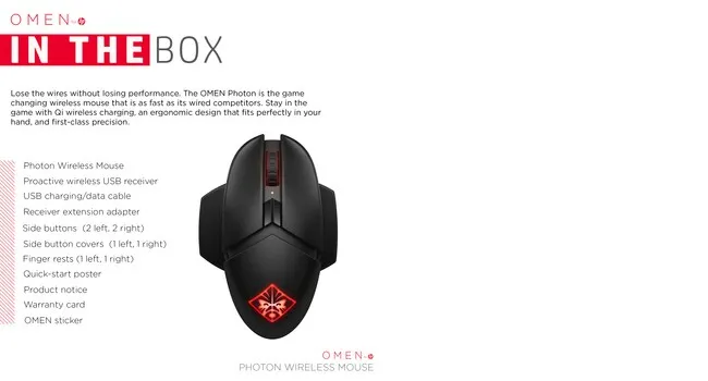 OMEN by HP Photon - wireless gaming mouse, Black OMEN by HP Photon - wireless gaming mouse, Black