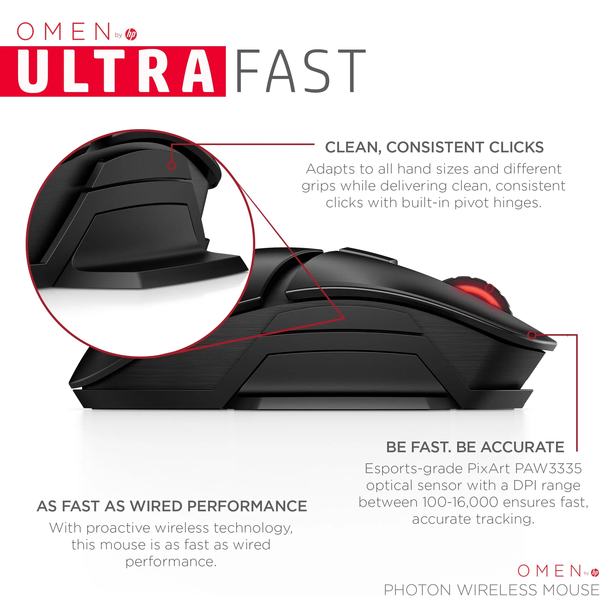 OMEN by HP Photon - wireless gaming mouse, Black OMEN by HP Photon - wireless gaming mouse, Black