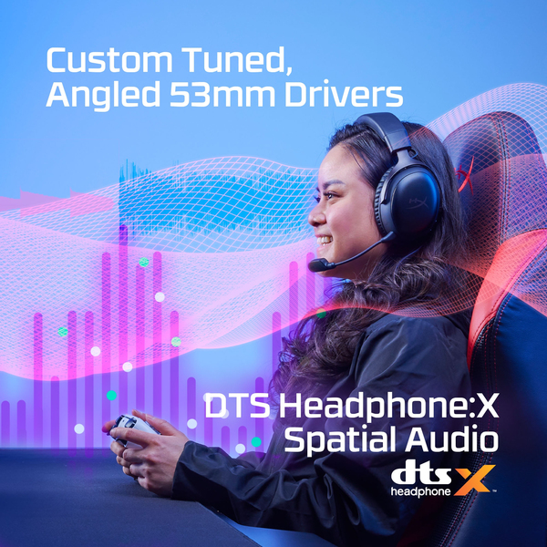 HyperX Cloud III tr&aring;dl&ouml;s gaming headset, svart