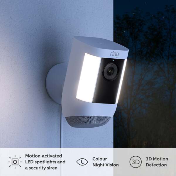 Ring Spotlight Cam Pro, Plug-in - &ouml;vervakningskamera, vit