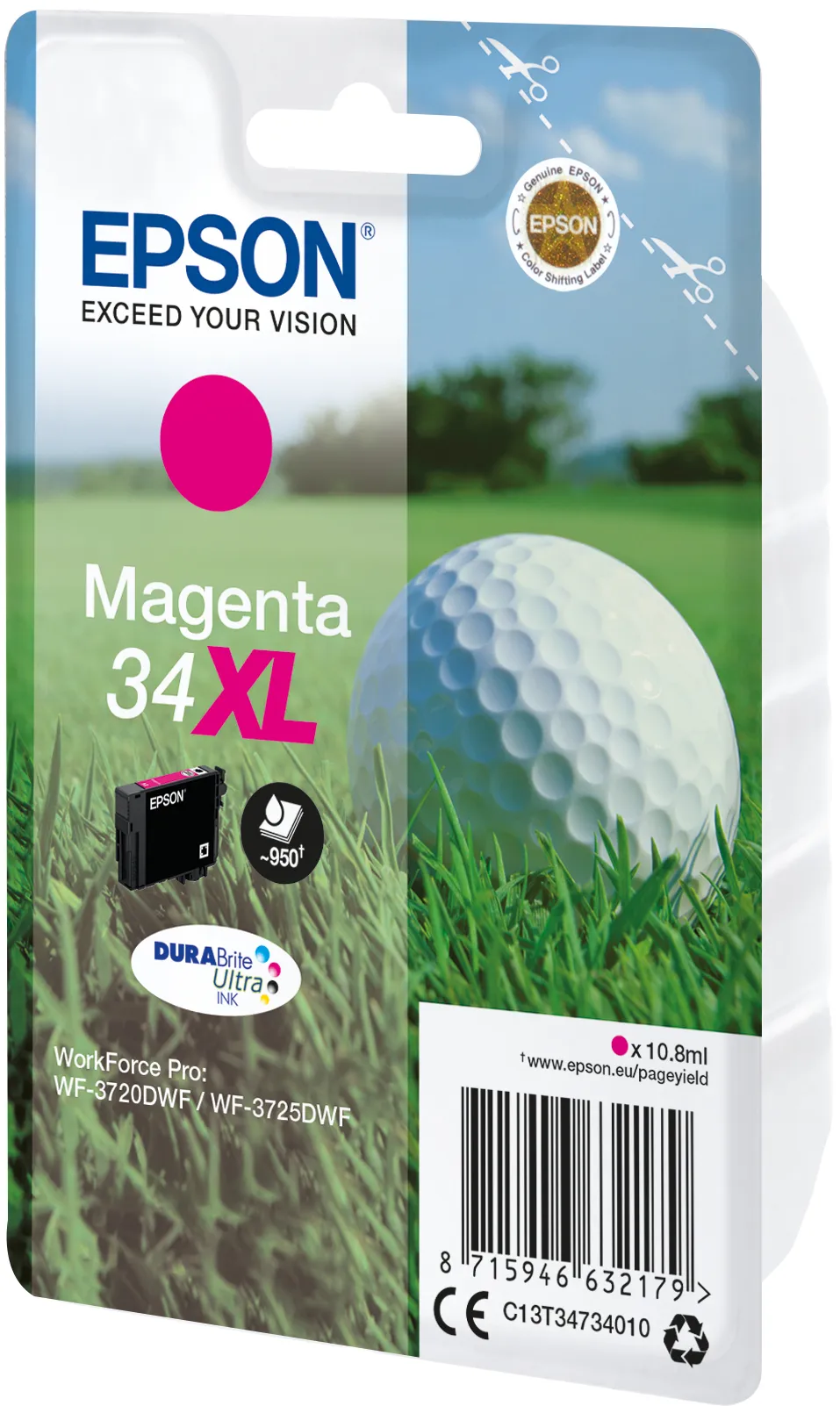 Epson 34XL ink cartridge, 10.8 ml, Magenta